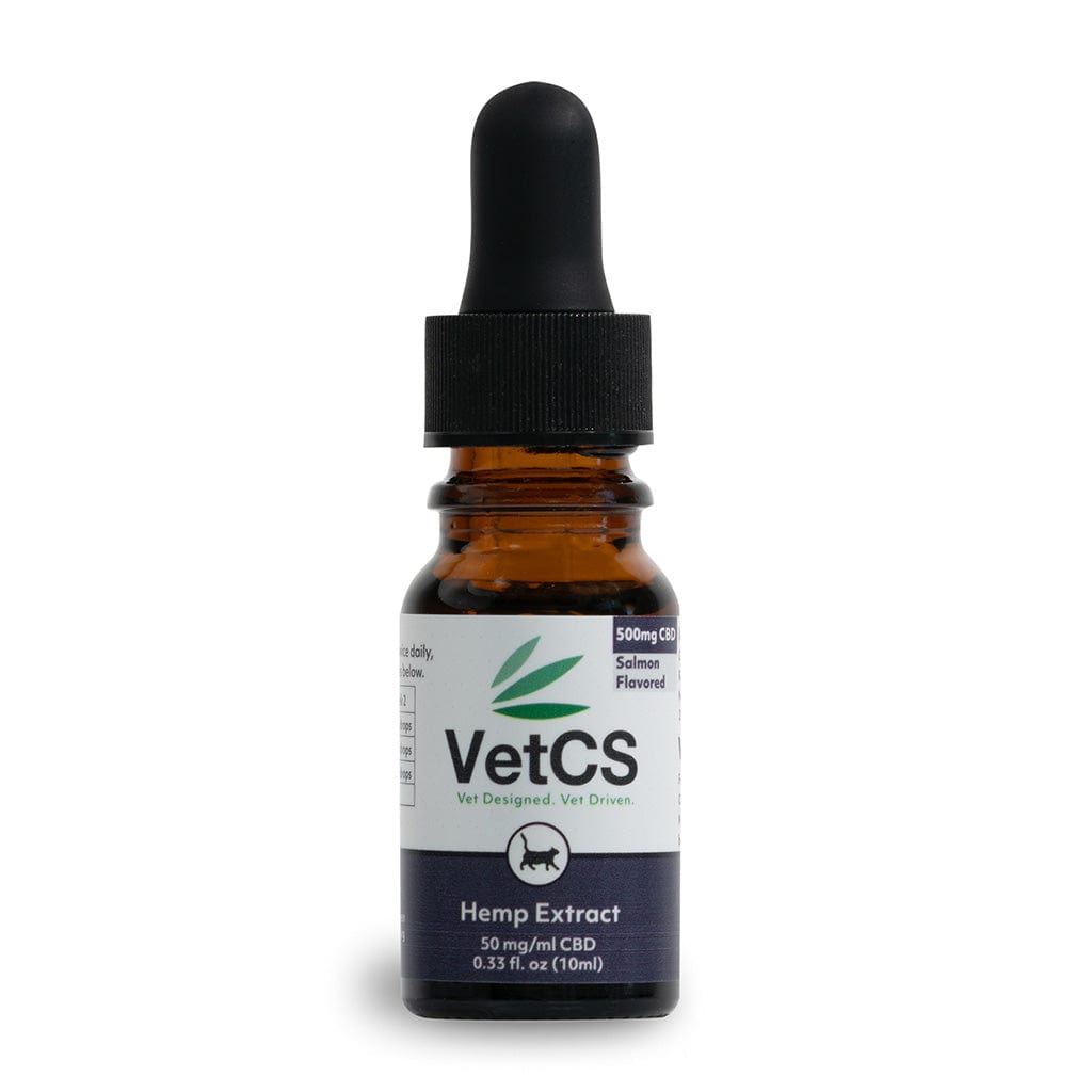 VetCS 500mg CBD oil for cats 50mg/ml CBD 0.33 fl oz (10ml) Salmon flavor