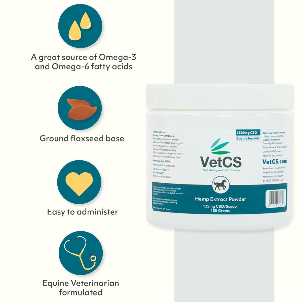 VetCS CBD powder for horses benefits 