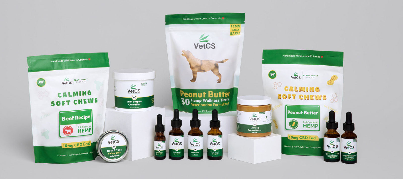 VetCS full product line of CBD for dogs 
