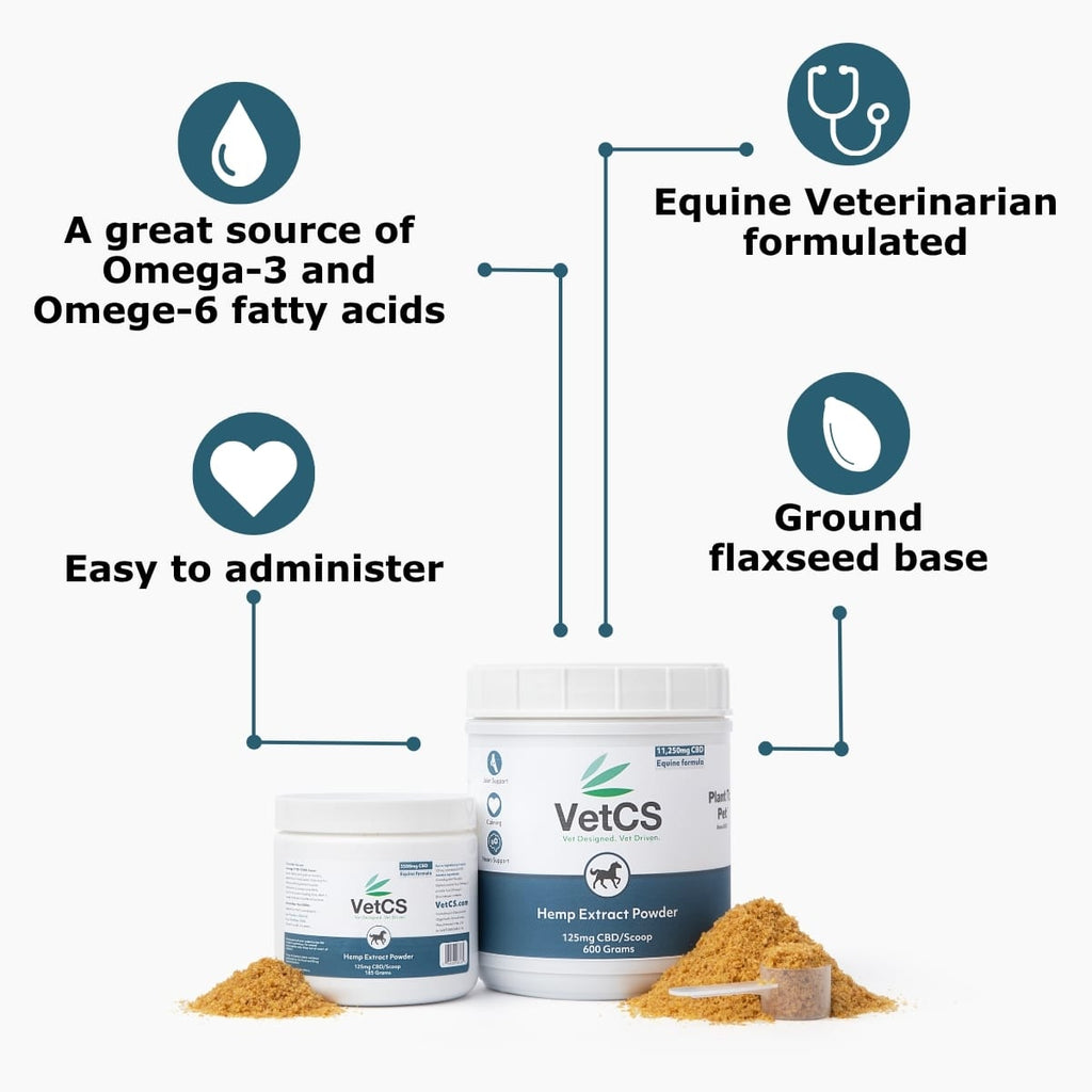 VetCS hemp extract powder for horses with white background