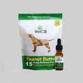 VetCS hemp wellness treats packaging and bottle on a gray background