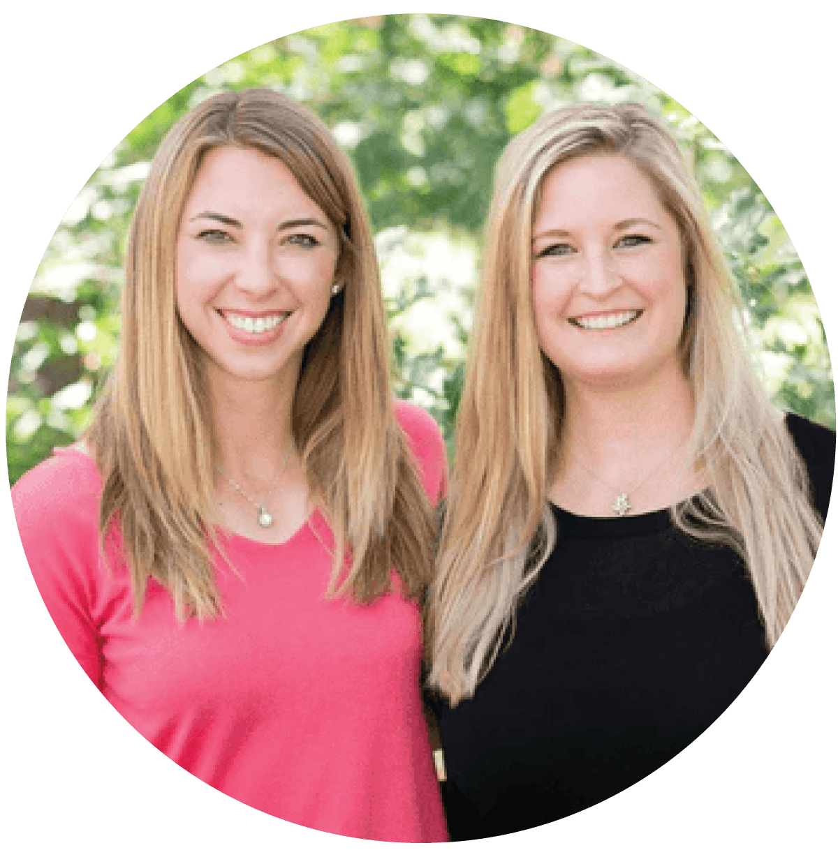 VetCS founders Chelsea and Trish standing side by side with a blurred green background