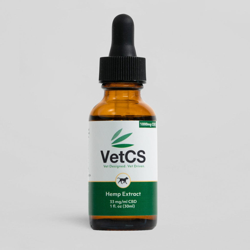 VetCS 1000mg CBD oil for large breed dogs – natural full plant hemp extract in 30ml dropper bottle