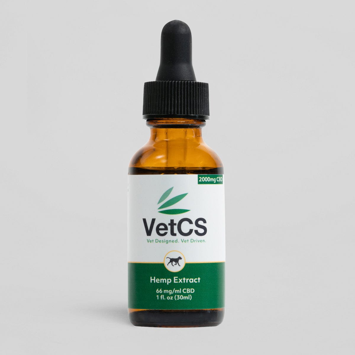 Large dog breed 2000mg cbd oil tincture with light gray background