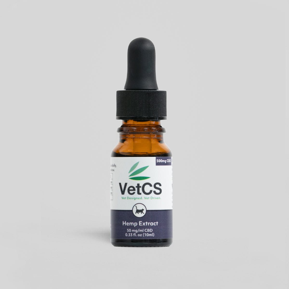 VetCS 500mg CBD oil for cats – natural full plant hemp extract in 10ml dropper bottle
