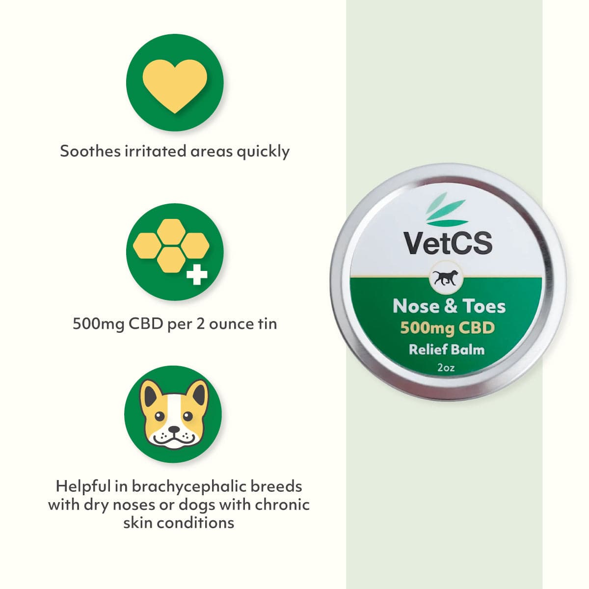 VetCS 500mg CBD nose and toes benefits 