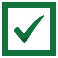 Green check mark inside a green square