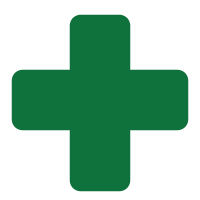 Green cross symbol on a green background