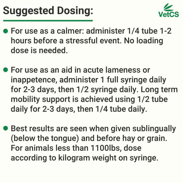 Dosing chart for horse paste developed by equine veterinarian